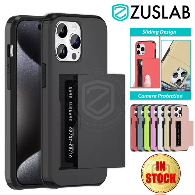 iPhone 15 Pro Max Plus Case Slider Wallet Card Shockproof Cover For Apple