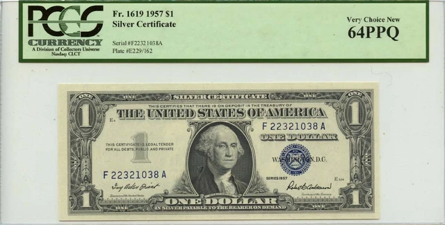 1957 $1 Silver Certificate FR#1619 PCGS Very CH New PPQ64