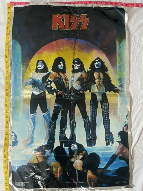Kiss Poster 1977 VTG Love Gun Giant Mail Away KISS ARMY Aucoin Original Shiny