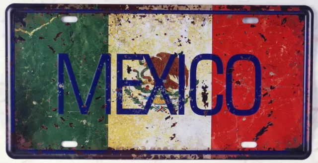 Retro Shabby Chic Style License Plate Tin Sign Mexico Metal Poster Wall Plaque