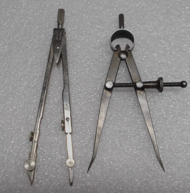 Vintage CRAFTSMAN 4" Flat Leg Inside Caliper & SEARS Drafting Compass W. Germany Vintage CRAFTSMAN 4" Flat Leg Inside Caliper & SEARS Drafting Compass W. Germany