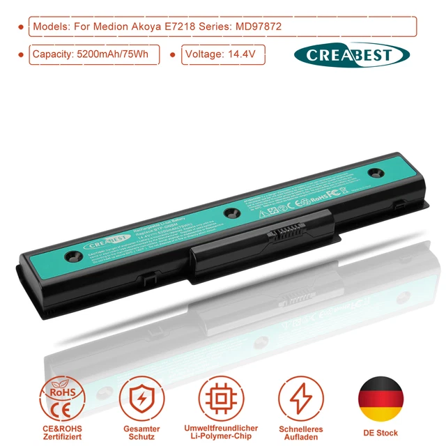 Akku Für Medion Akoya P7624 Serie - 14,4V, 4400mAh, Li-Ion, Ersatz- Oder Zusatzakku