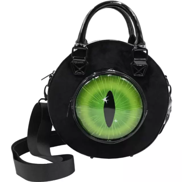 Kreepsville 666 Black Green Cat Eye Backpack Purse Bag Handles & Strap NWT Goth