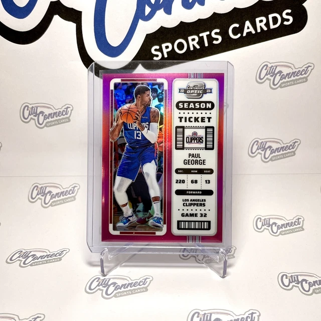2022-23 Panini Contenders Optic Paul George Season Ticket Pink Prizm /75