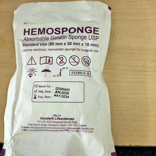 Éponge Hémostatique Dentaire Stérile HÉMOSPONGE En Gélatine Absorbable - 32 éponges - 10x10x10mm - Pour Soins Dentaires Et Endodontie