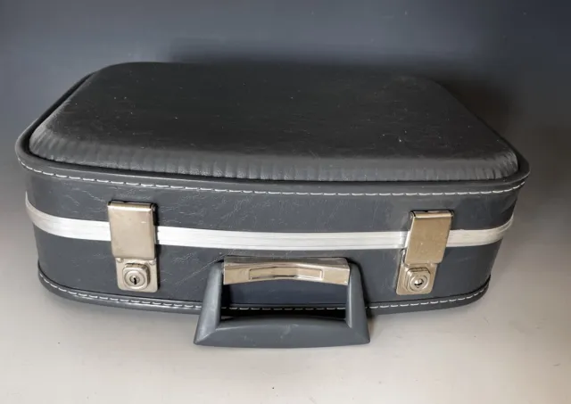Vintage Luggage Travel Train Vanity Carry Case w/ Mirror 16" x 12" x 2.5”