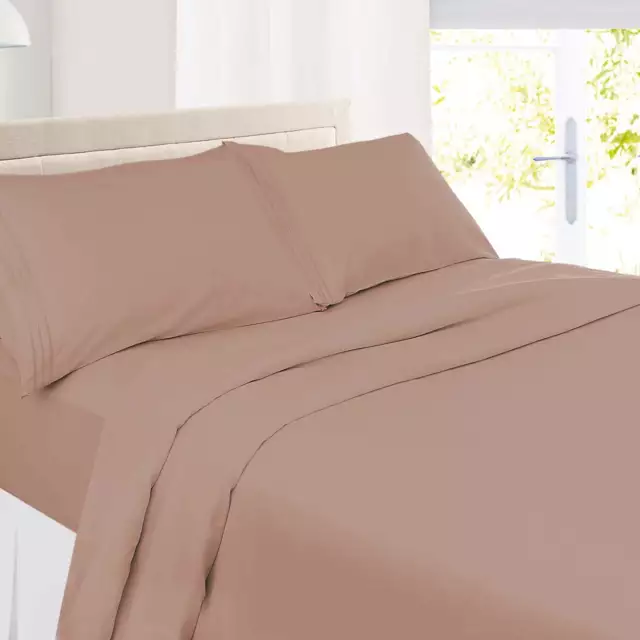 Premier 1800 Microfiber Collection 3-Line Bed Sheet Set, King Size, Taupe Sand