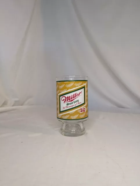 Vintage Miller High Life Beer Glass 12oz Gold Wrap Around Logo Milwaukee USA