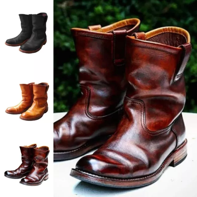 Mens Boot Mid Top Ankle Boots Men Casual Round Toe School Vintage Summer Shoes