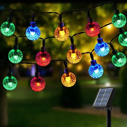 Guirlande lumineuse solaire étanche en cristal de 11 m/36 pieds 60 LED pour  décorations extérieures de fête de bar de patio de jardin (multicolore)