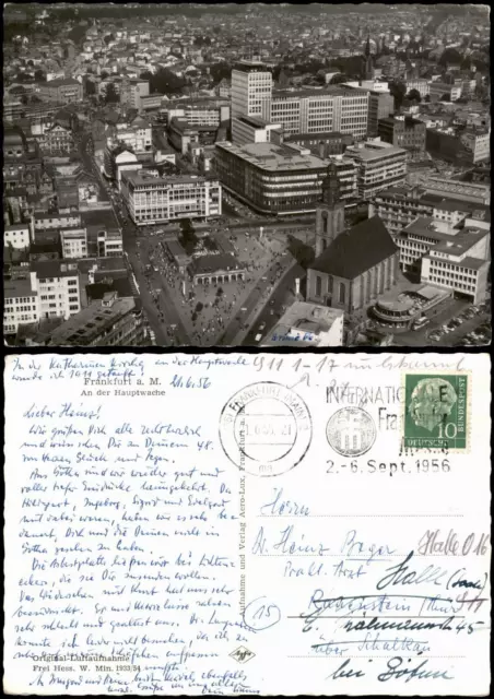 Ansichtskarte Frankfurt am Main Luftbild Hauptwache 1956