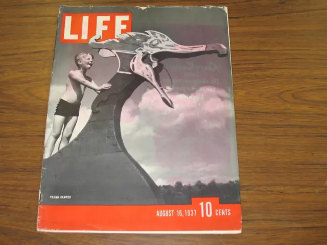 Vtg LIFE August 16 1937 Young Campers Aviation Texas Manhunt Mme Chiang Kai-Shek