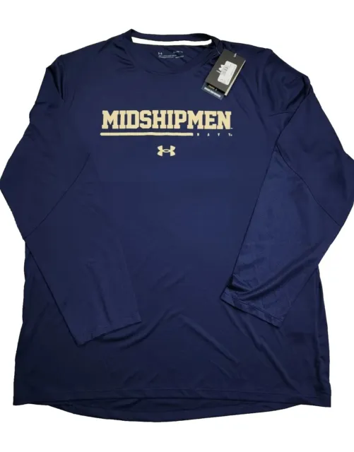 NEW Mens Under Armour Navy Midshipmen Long Sleeve XL Loose Vented Lightweight