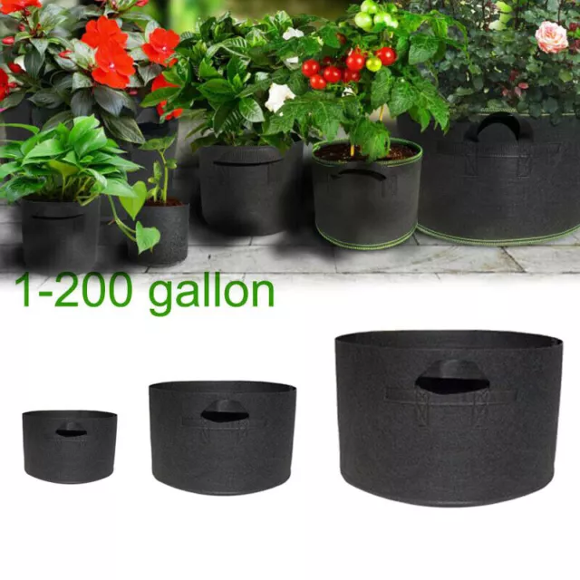 1 3 25-200 gallon Plant Bags Aeration Fabric Pots with Handles Garden Grow Bags