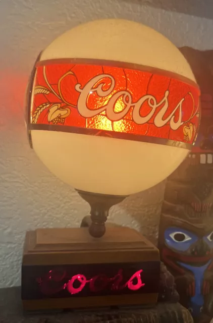 Vintage electric COORS BEER GLOBE LIGHT advertising 1970s WORKS bar sign light
