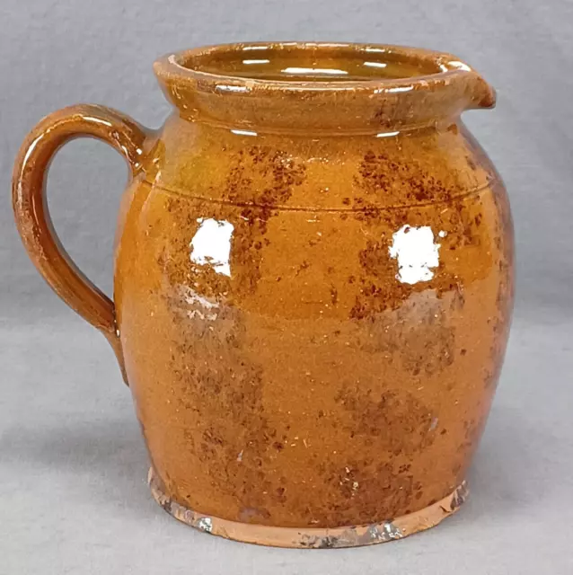 19th Century American Southeastern Pennsylvania Manganese Glaze Redware Pitcher