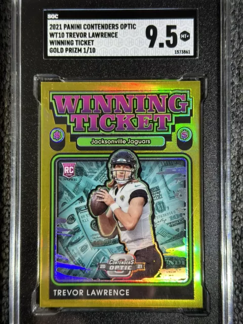 2021 Contenders Optic Gold Winning Ticket Trevor Lawrence RC Rookie 1/10 SGC 9.5