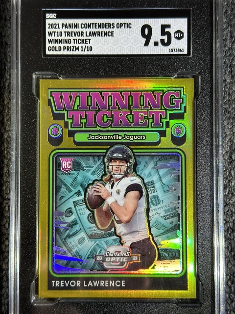 2021 Contenders Optic Gold Winning Ticket Trevor Lawrence RC Rookie 1/10 SGC 9.5