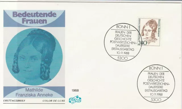 germany 1988 famous women mathilde franziska anneke stamps cover ref 19978