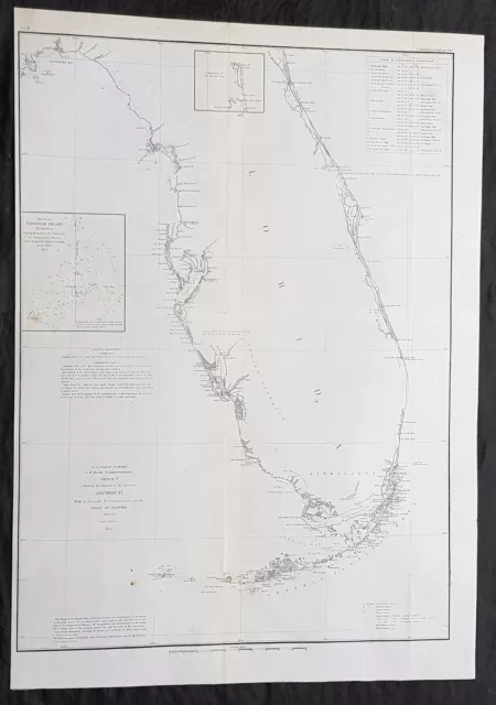 1854 US Coast Survey & Bache Large Rare Antique Map of Florida - US Coast Survey