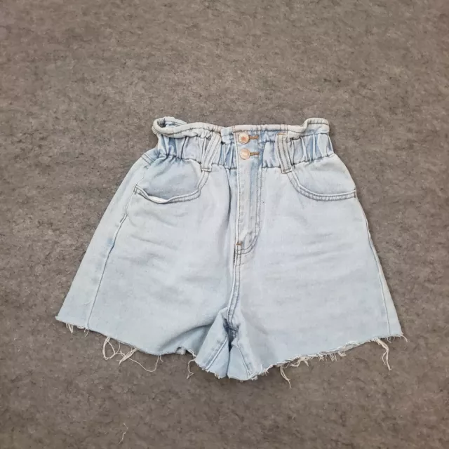 Forever 21 Shorts Womens Small Paperbag Blue Cut Off High Rise Light Wash Denim