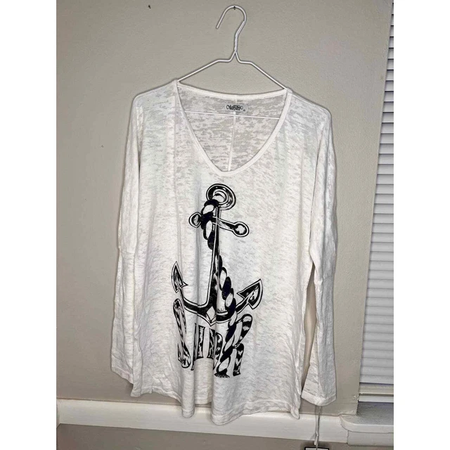 Lauren Moshi Oversized Ruby Sailor Tee with Cuff NWT