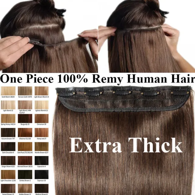 Echthaar Clip in Remy Hair Extensions Eine Tresse Haarteil Dick Haarverlängerung