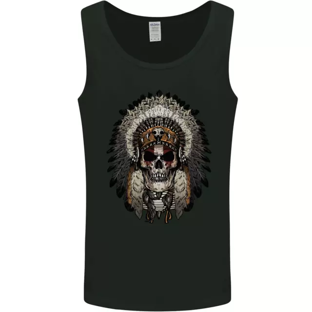 Indiano Nativo Americano Teschio Copricapo Uomo Canotta Maglia