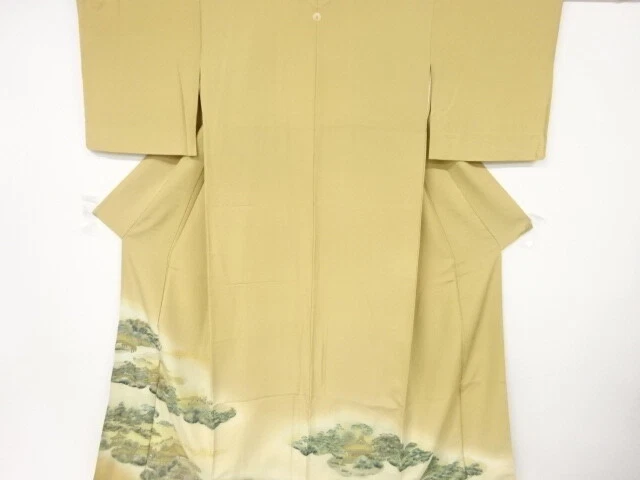 6599440: Japanese Kimono / Vintage Iro-Tomesode / Kinsai / Temple
