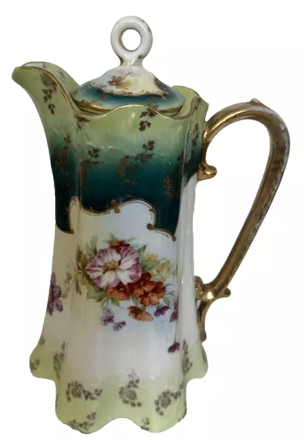 Antique Victoria Carlsbad Austria Porcelain Hand Painted Chocolate Coffee  Pot