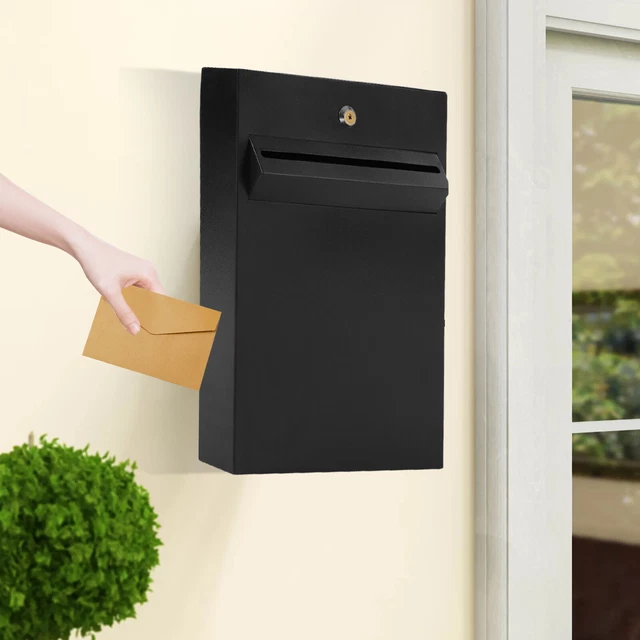 WALL MOUNTED MAIL Letter Post Box Outdoor Metal Lockable Mailbox Drop