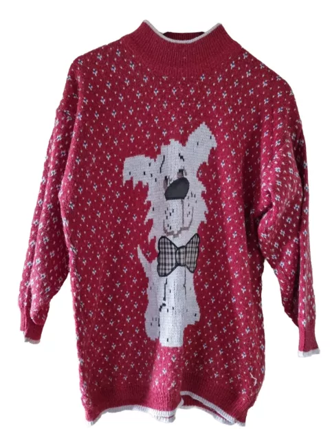 Freesize geräumiger Blumenmuster Strick Scottie Welpe Hund Pullover Pullover Pullover Top VERKAUF