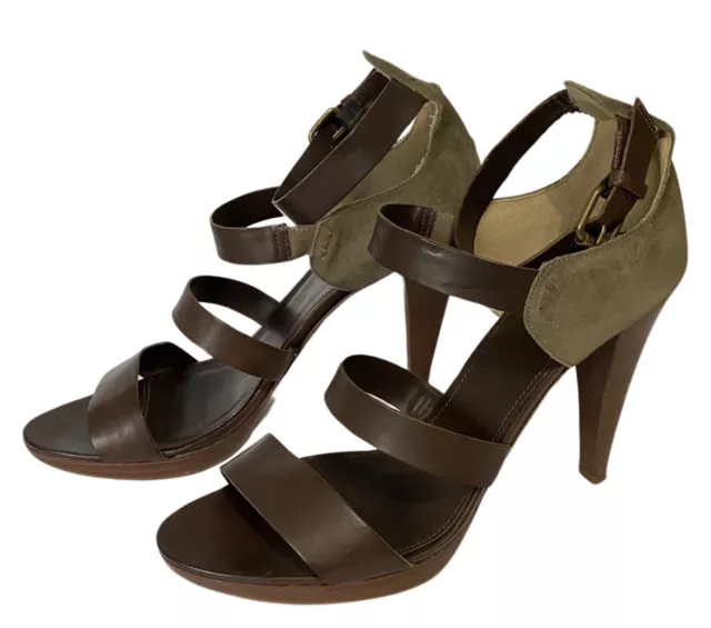 J. Crew Womens Shoes Strappy Brown Leather Sandals Heels Size 11