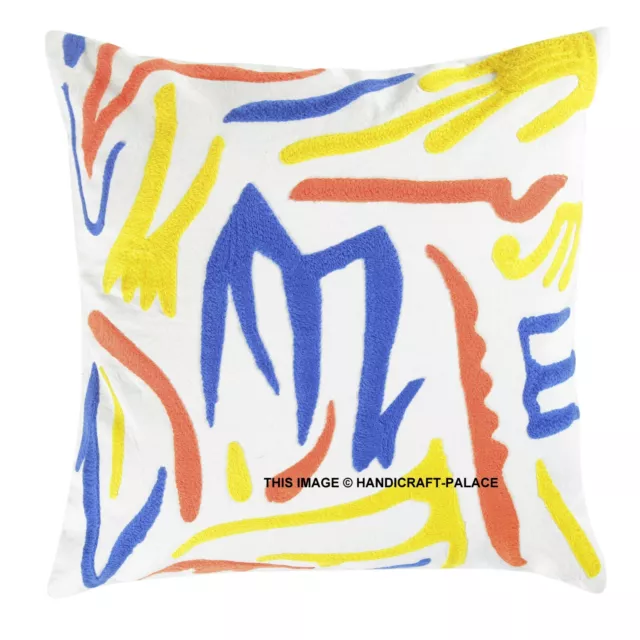 Indien Uzbek Suzani Embroidered Cushion Cover 16X16" Square Decorative Pillow