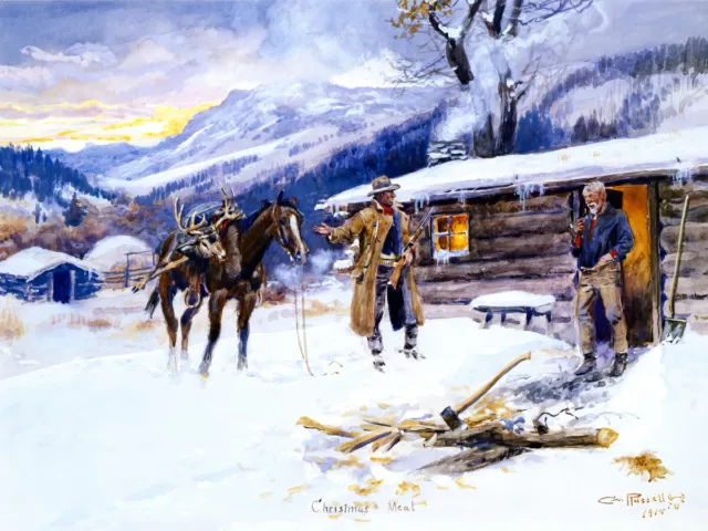 Christmas Meat by Charles M Russell Western Giclee Art Print + Ships Free