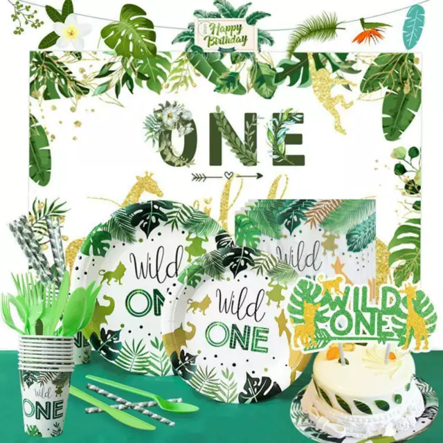 Wild One Animal Tableware Jungle Safari Birthday Decoration Disposable Plate Cup