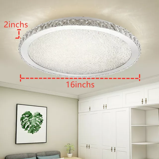 Modern Crystal LED Ceiling Light Fixture Flush Mount Chandelier Pendant Lamp 16"