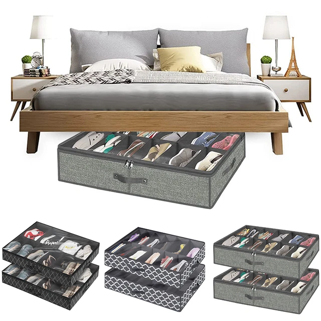 Unterbett Kommode 12Paar Schuhe Aufbewahrung Organizer Stoff Tasche Schrank Bett