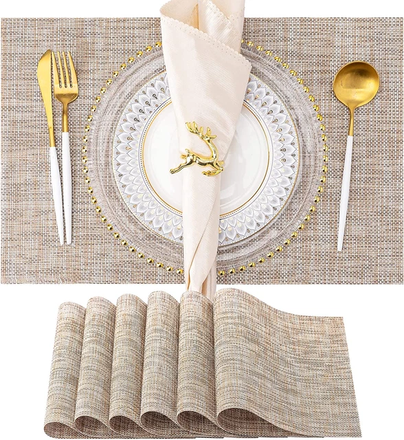 Juego de 6 tapetes lavables de vinilo interior/exterior para mesa de comedor dura