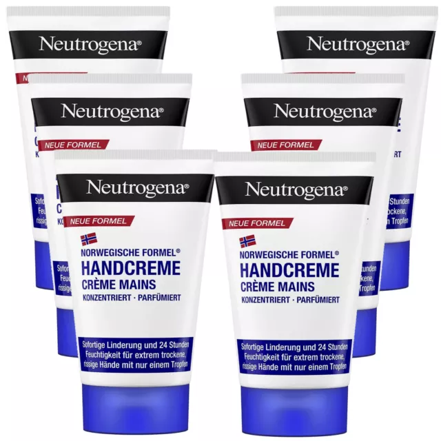 6x 50ml Neutrogena Crème pour les Mains Parfumé Immédiate Soulagement À Gercées