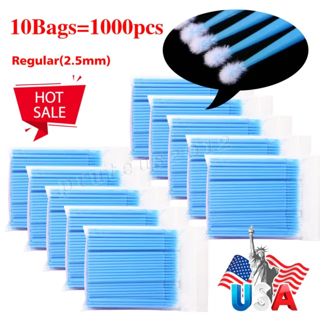1000 Pcs Dental Micro Brush Disposable Materials Tooth Applicators 2.5mm blue