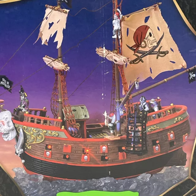 Lemax Spooky Town 2007 Animated Rocks Lights Music "The Jolly Roger" Pirate Boat