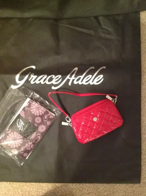 Brand New Grace Adele Elegant Double Zip Phone Holder Scarlet Clip On