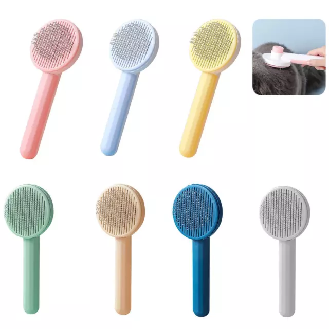 Pet Dog Cat Brush Grooming Self-Cleaning Slicker Hair Massage Comb Brush