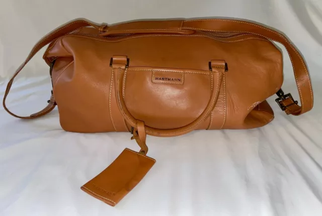 Hartmann 14" Leather Carry On Duffle Bag w/ Shoulder Strap 