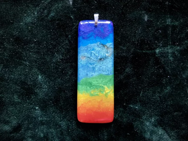 Rainbow / Chakra Orgone pendant with Herkimer Diamond & Shungite