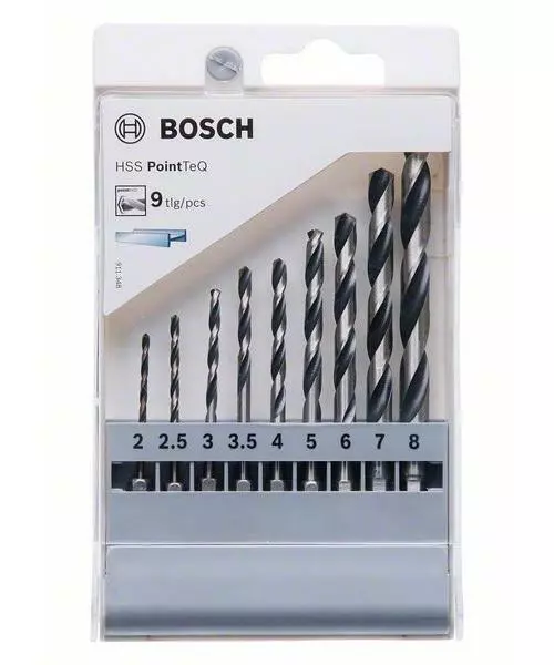 Bosch Brocas Helicoidales HSS Pointteq Con Caña Hexagonal 9-teiliges Set De 2,0