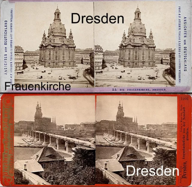 18 Stereofotos von Dresden Motive um 1900 Serie 1