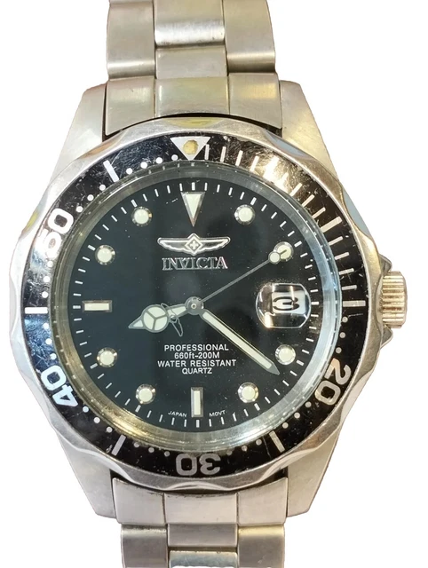 Invicta Quarzo Quadrante Nero 8932JAPAN UOMO Intera Funzionanti Tutti Originale