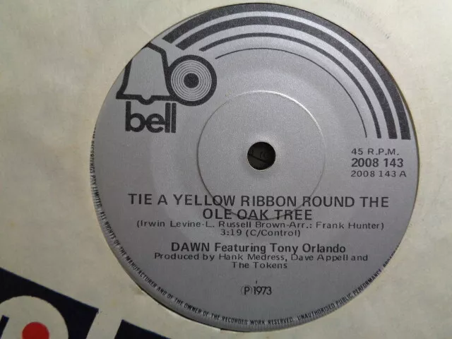 Dawn "Tie A Yellow Ribbon Round The Ole Oak Tree" 1973 BELL Oz 7" 45rpm